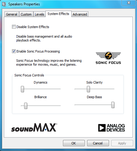 P5B ADI soundMAX Sonic Focus